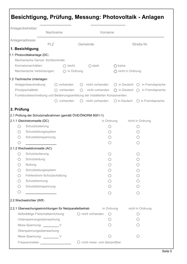 Inspeciton Protocoll